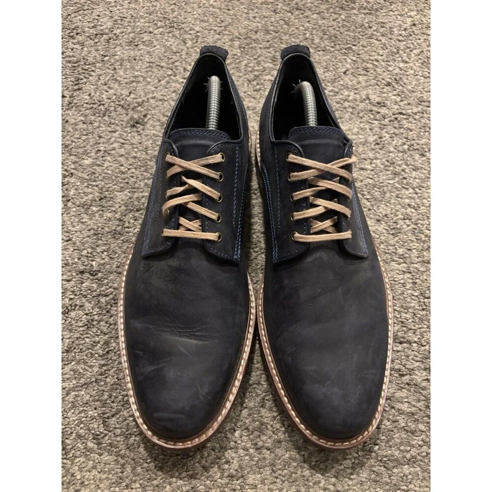 Cole Haan C25105 Tyler Grand Plain Toe Oxford Derby Leather Shoes Size 10.5 Navy